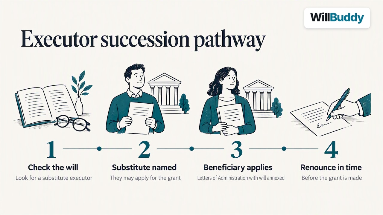 Steps when a first executor cannot act