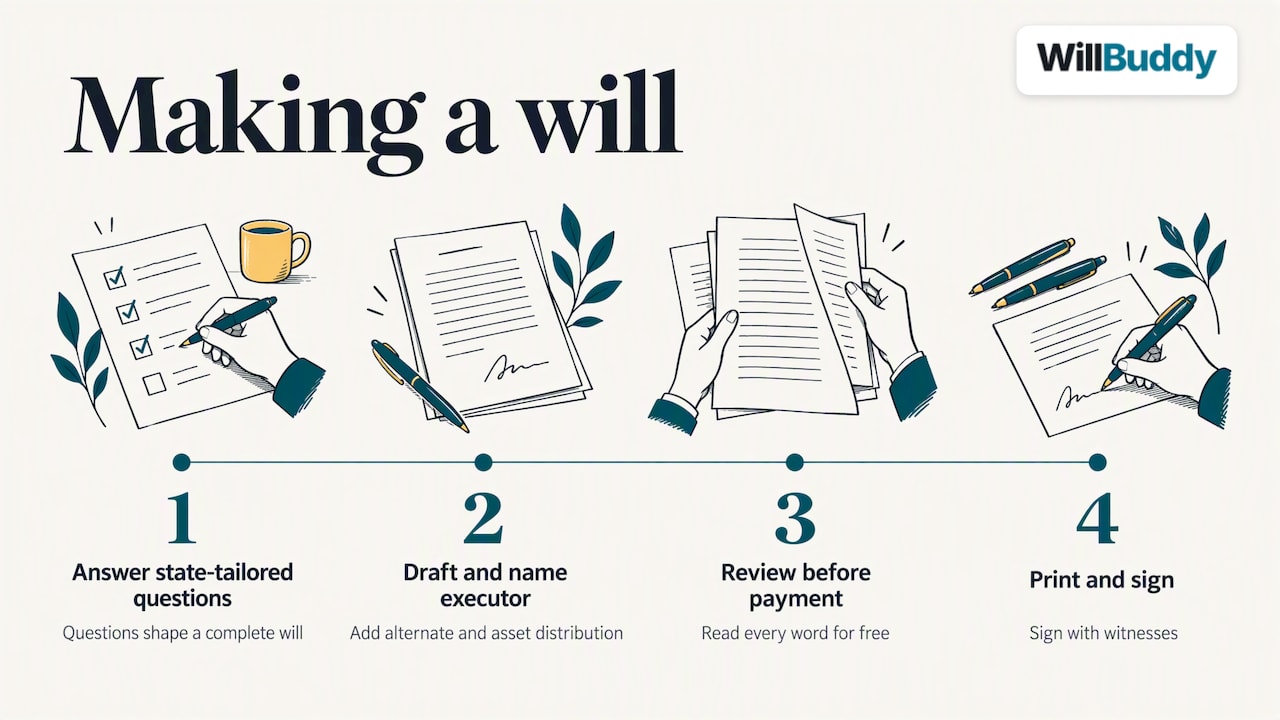 Start your will and name your executor today: overview diagram