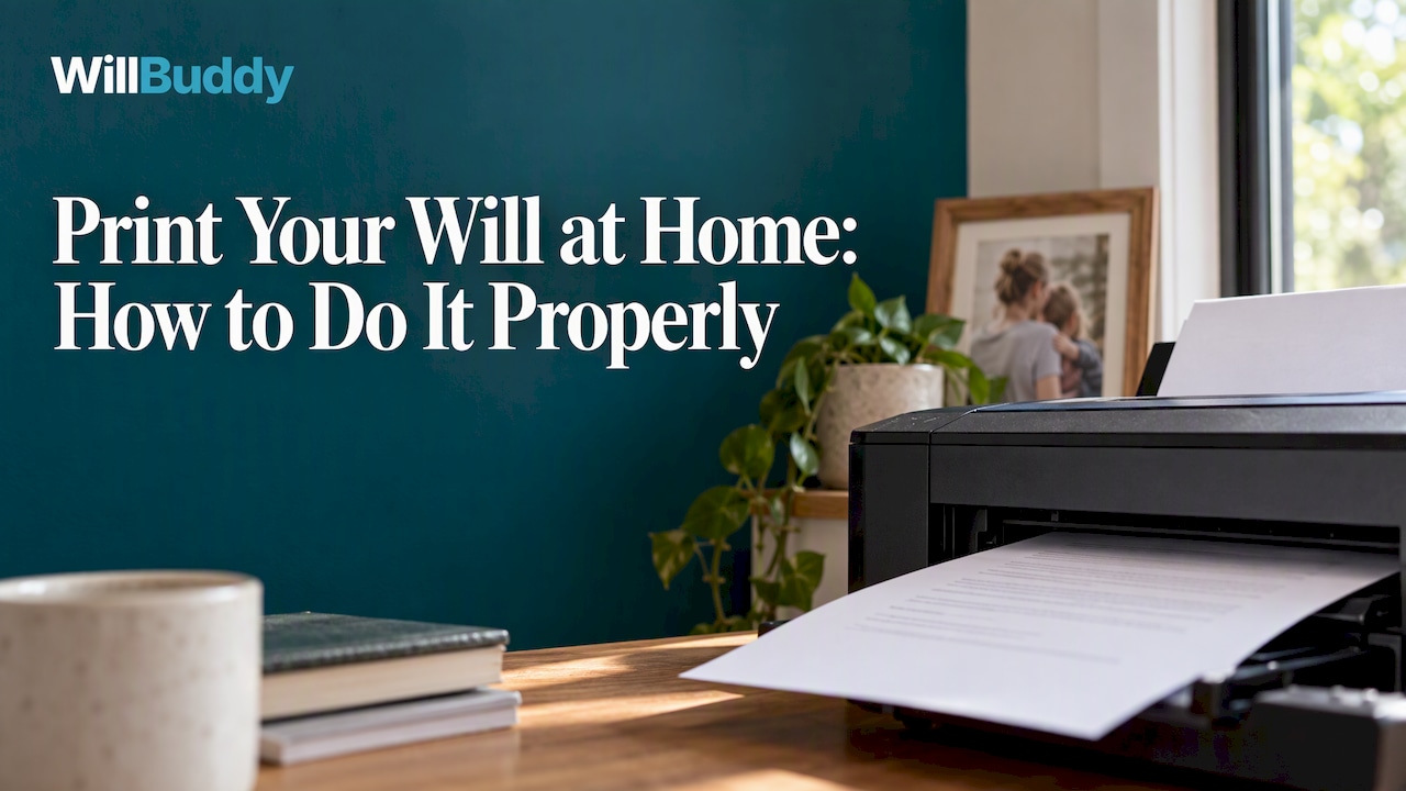 Home printer producing a will document