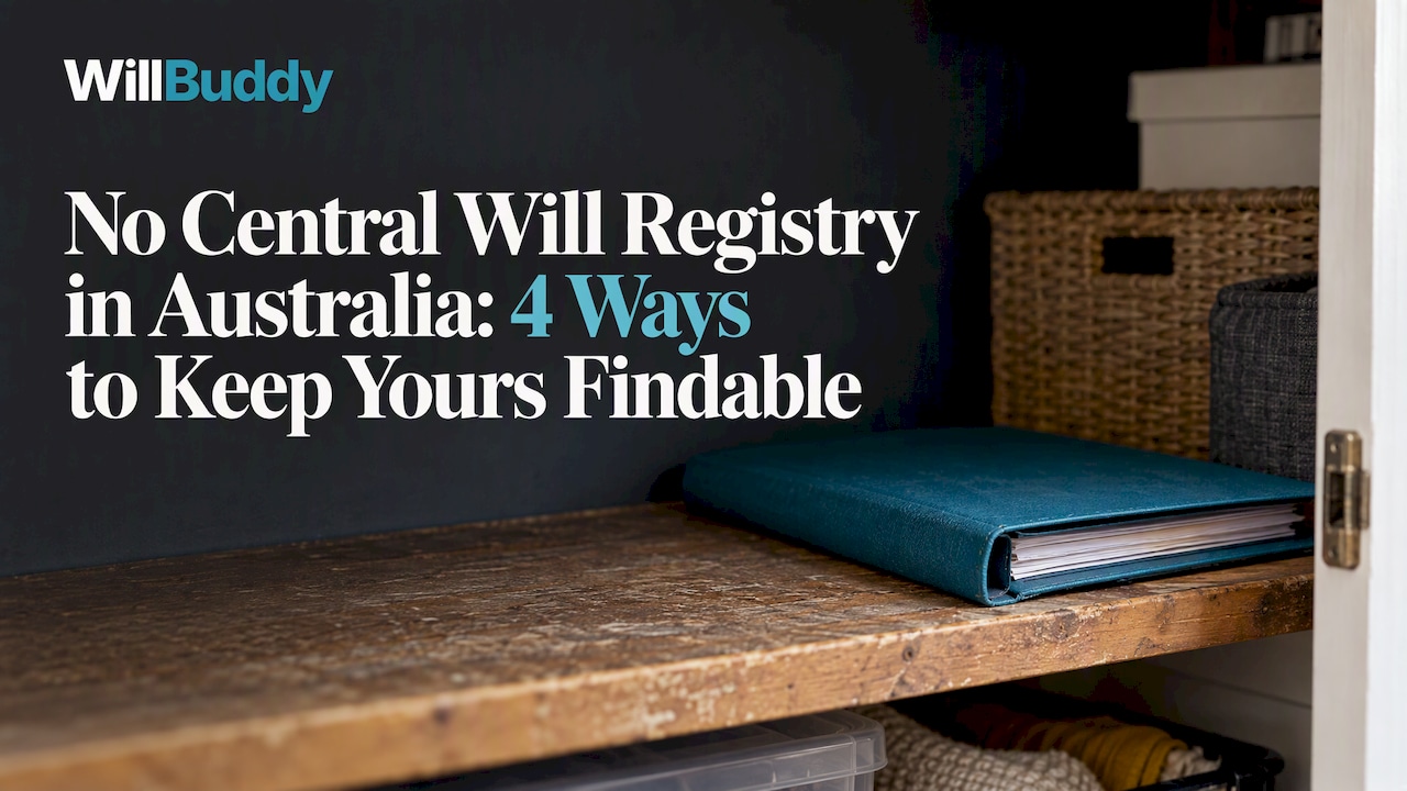 Teal folder storing a will at home