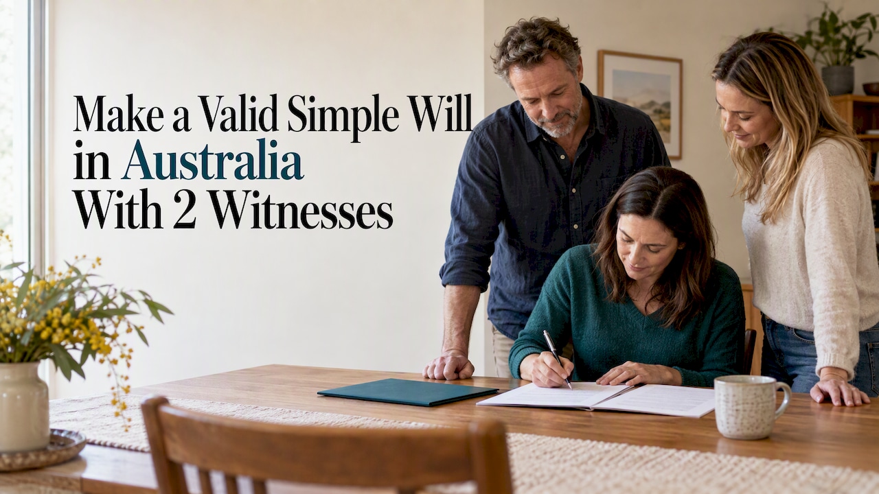 Three people witnessing a will signing