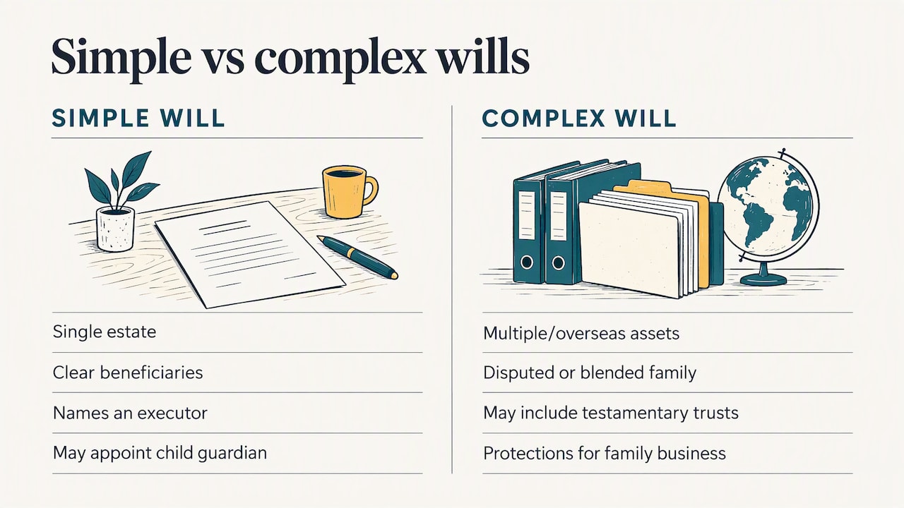 What a simple will is and who can make one in Australia: overview diagram